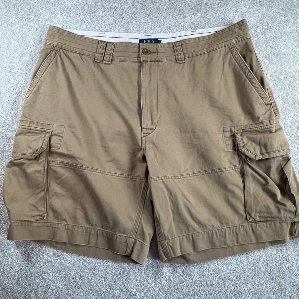 Polo Ralph Lauren Classic Chino‎ Cargo Shorts Mens 42 Khaki Tan Cotton 9 Inseam